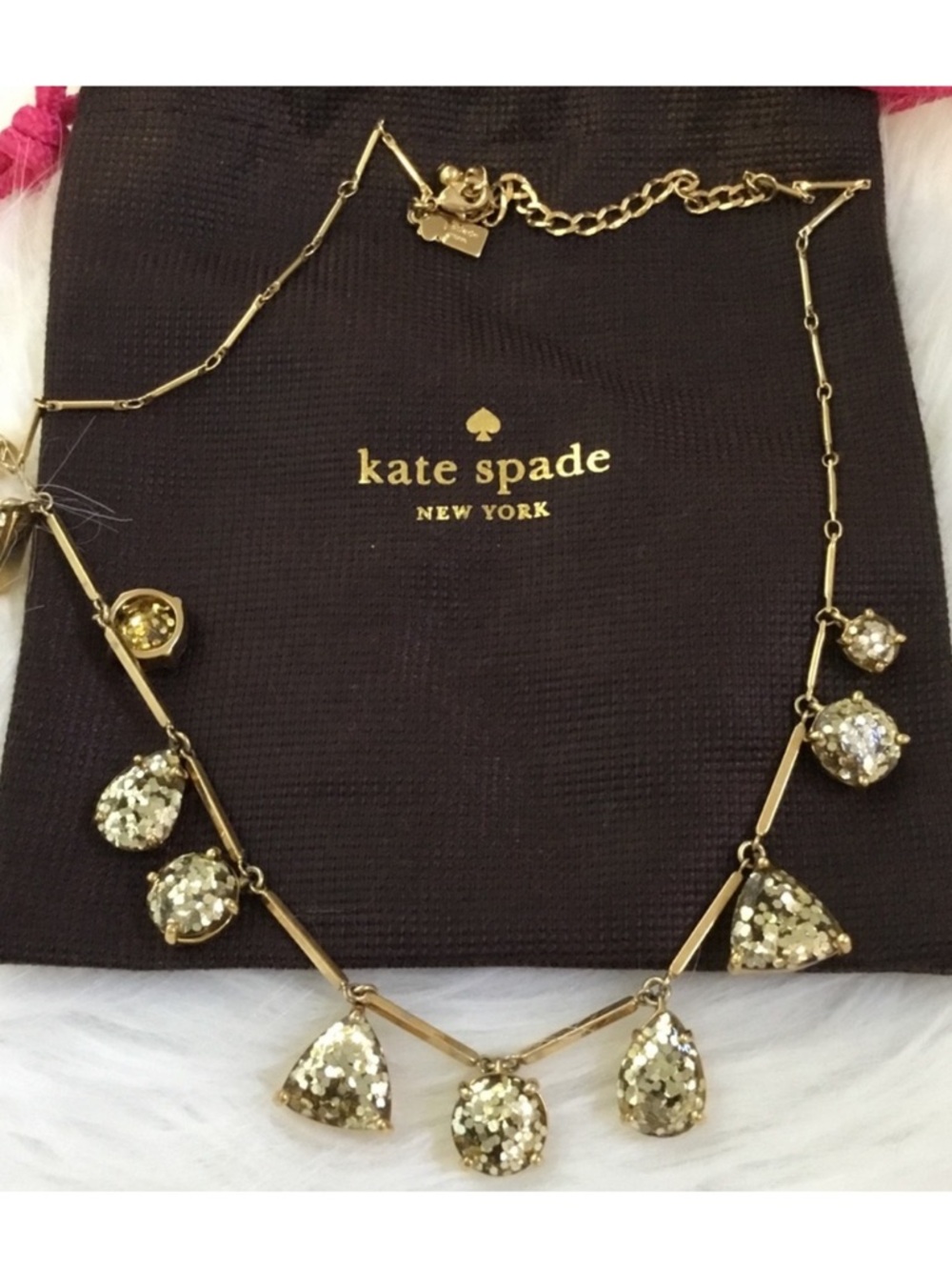 kate spade Gold Glitter Teardrop Bib Necklace